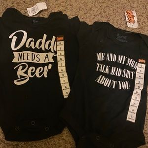 Funny baby onesies.dad needs a beer/me & my mom